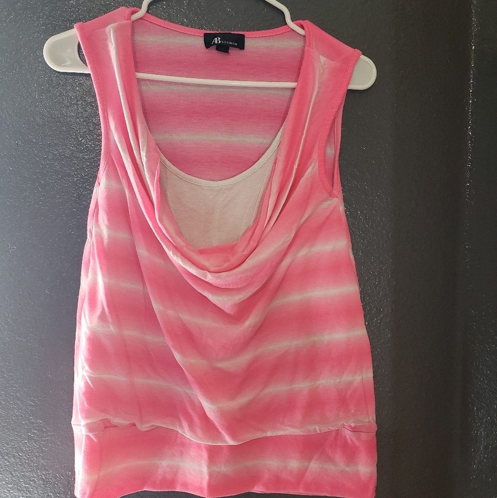 AB studio pink/white top with stripes